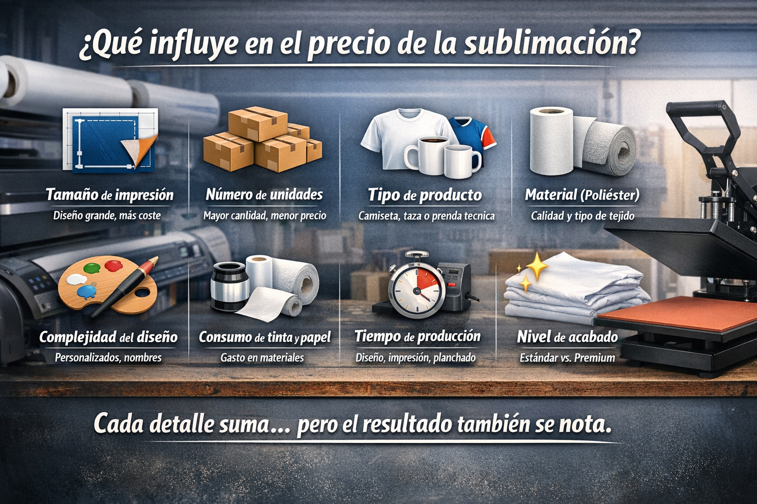 Qué influye en el precio de la sublimación